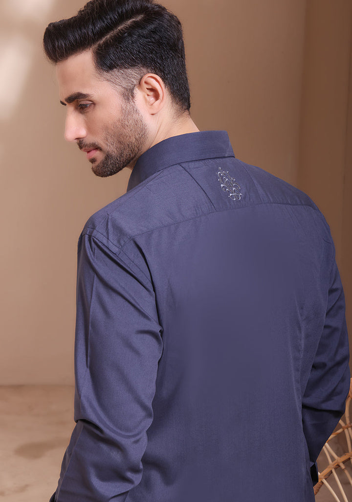 Classic Poly Viscose Stone Gray Modern Fit Plain Suit