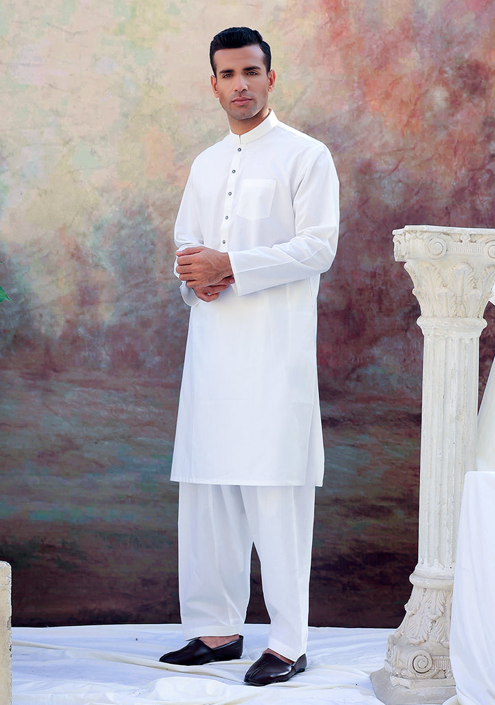 Basic Cotton Cloud Dancer Classic Fit Plain Suit