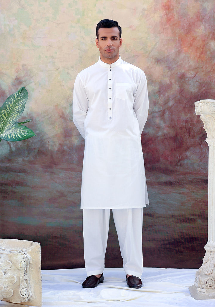 Basic Cotton Cloud Dancer Classic Fit Plain Suit