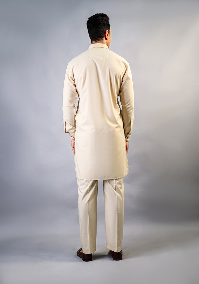 Basic Poly Viscose Creme Brulee Slim Fit Suit