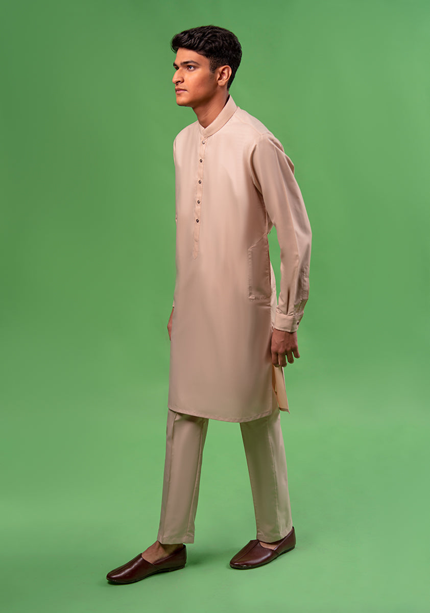 P V Beige Slim Fit Slightly Defected Suit