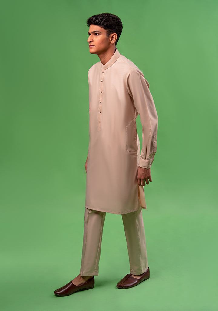 P V Beige Slim Fit Slightly Defected Suit