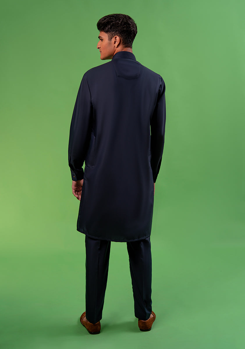 Classic Poly Viscose Outer Space Slim Fit Plain Suit