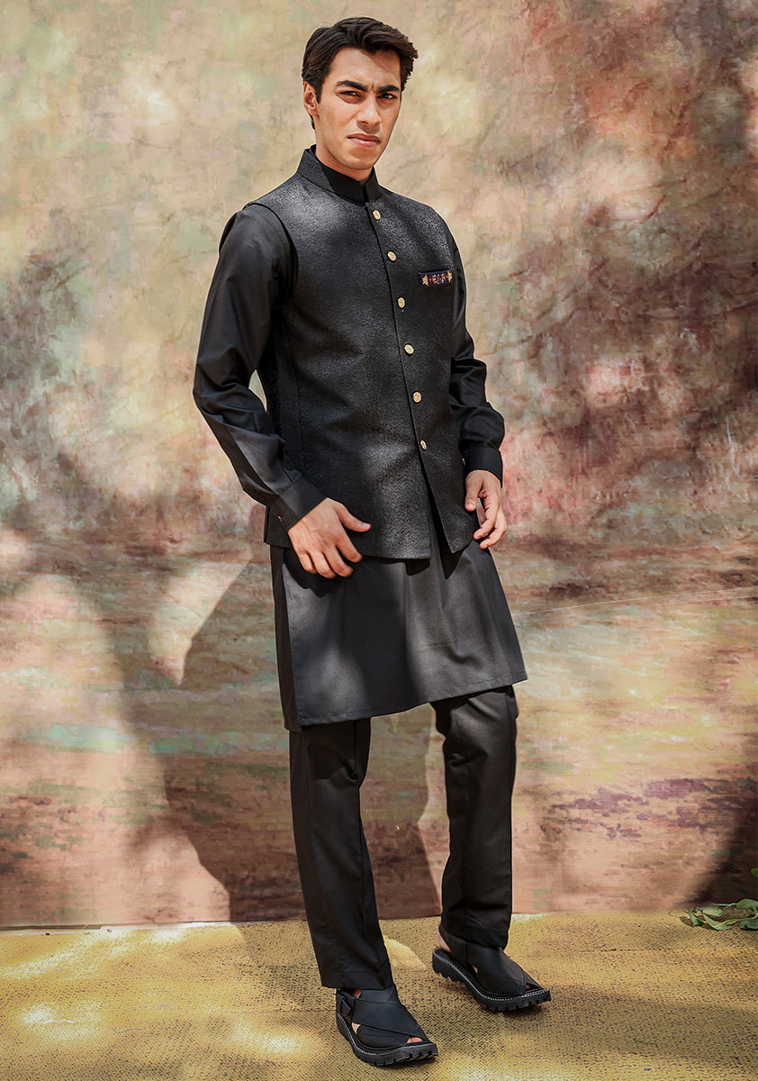 Classic Jamawar Tap Shoe Traditional Waistcoat