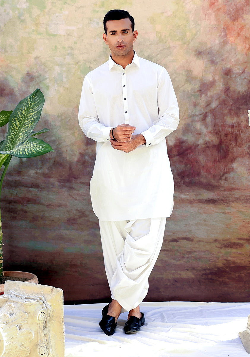 Cotton Cloud Dancer Slim Fit Plain  Kameez Shalwar