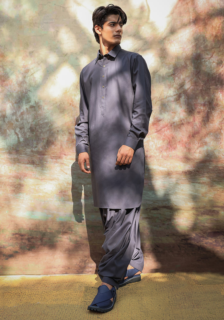 Poly Viscose Indian Ink Slim Fit Plain Suit