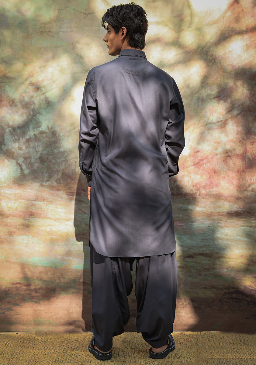Poly Viscose Indian Ink Slim Fit Plain Suit