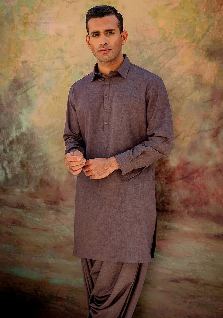 PV Maroon Slim Fit Plain Kameez Shalwar