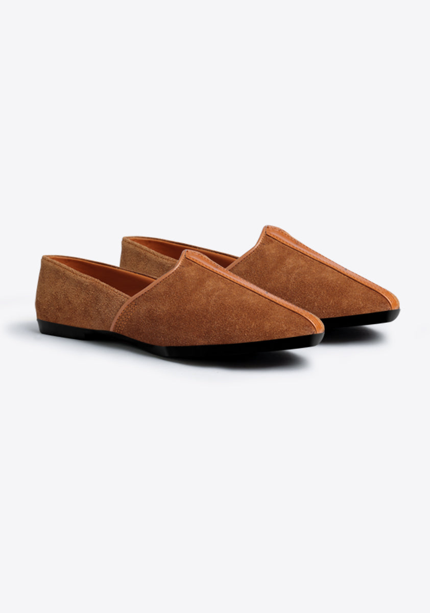 Basic Leather Gold Brown Cut Shoes