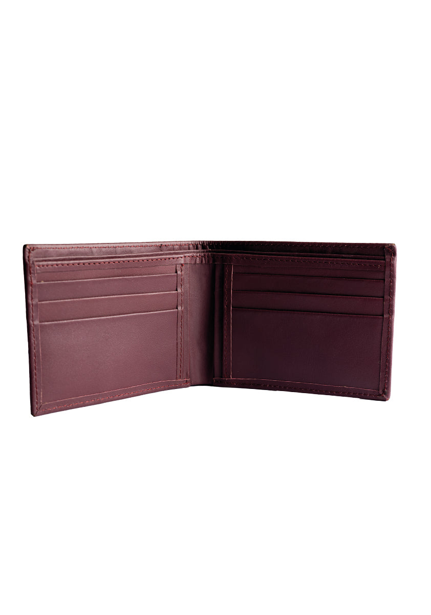 Basic Bi Fold Maroon Men Leather Wallet
