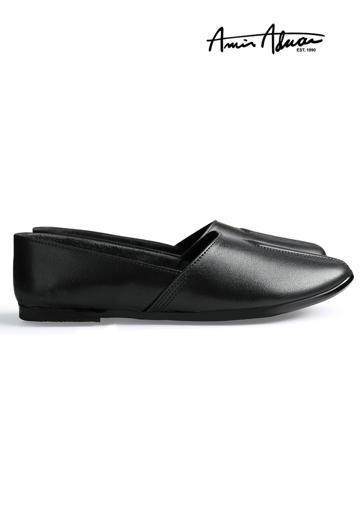 Basic Leather Pirate Black Cut Shoes