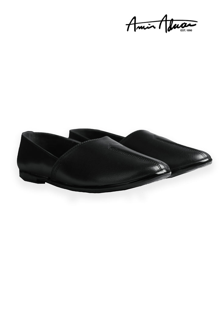 Basic Leather Pirate Black Cut Shoes