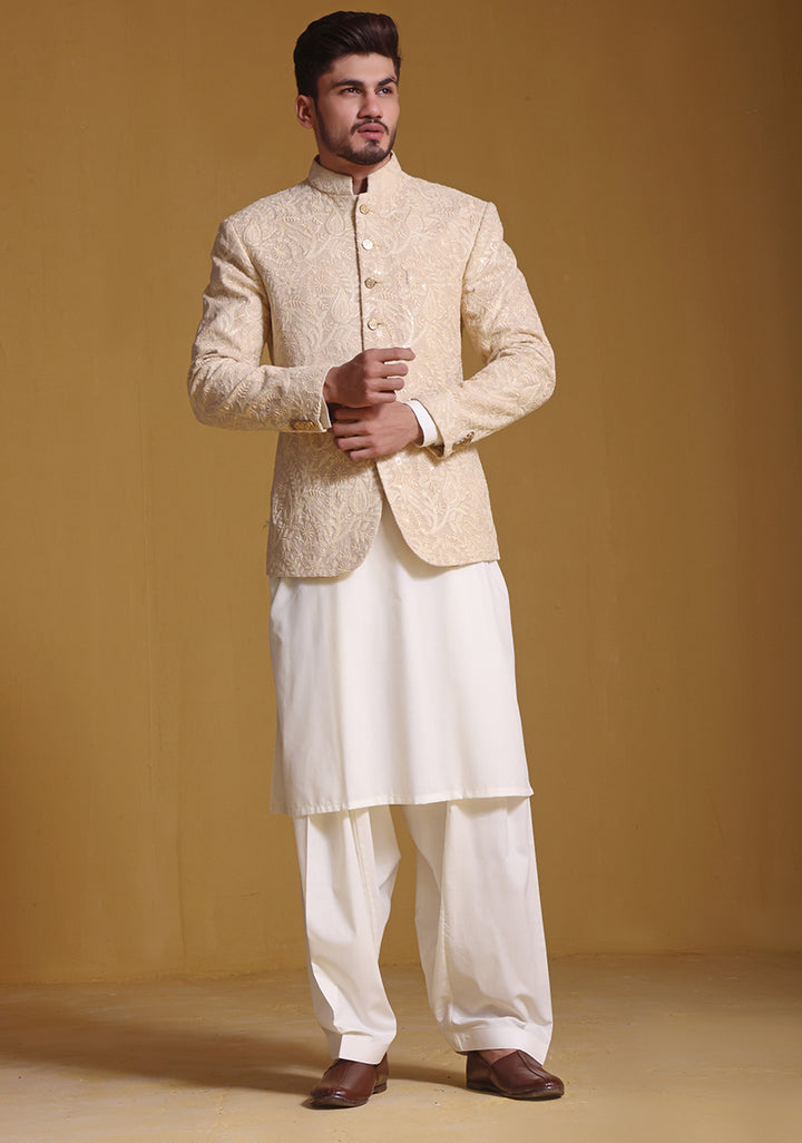 Premium Cotton Net Beige Jacket