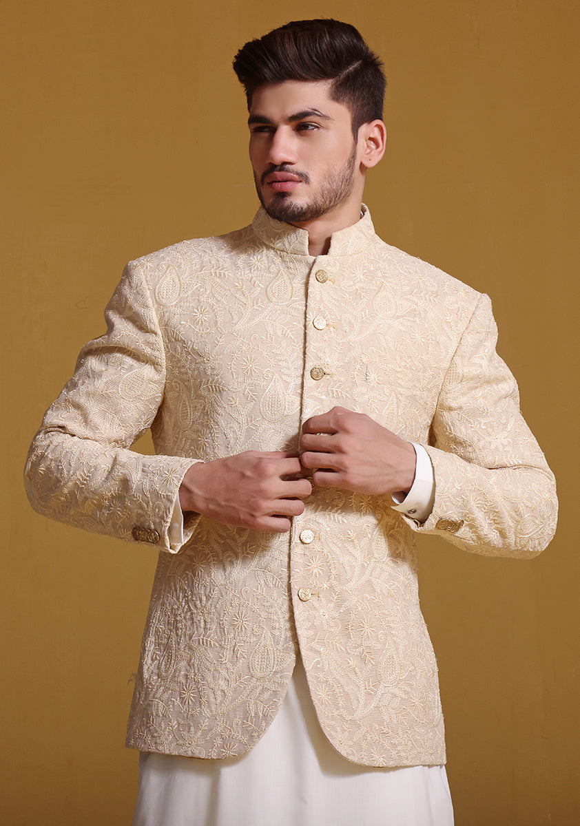 Premium Cotton Net Beige Jacket