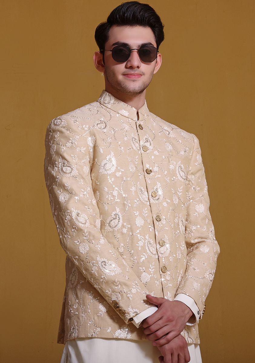 Premium Cotton Net Cream Jacket – Amir Adnan