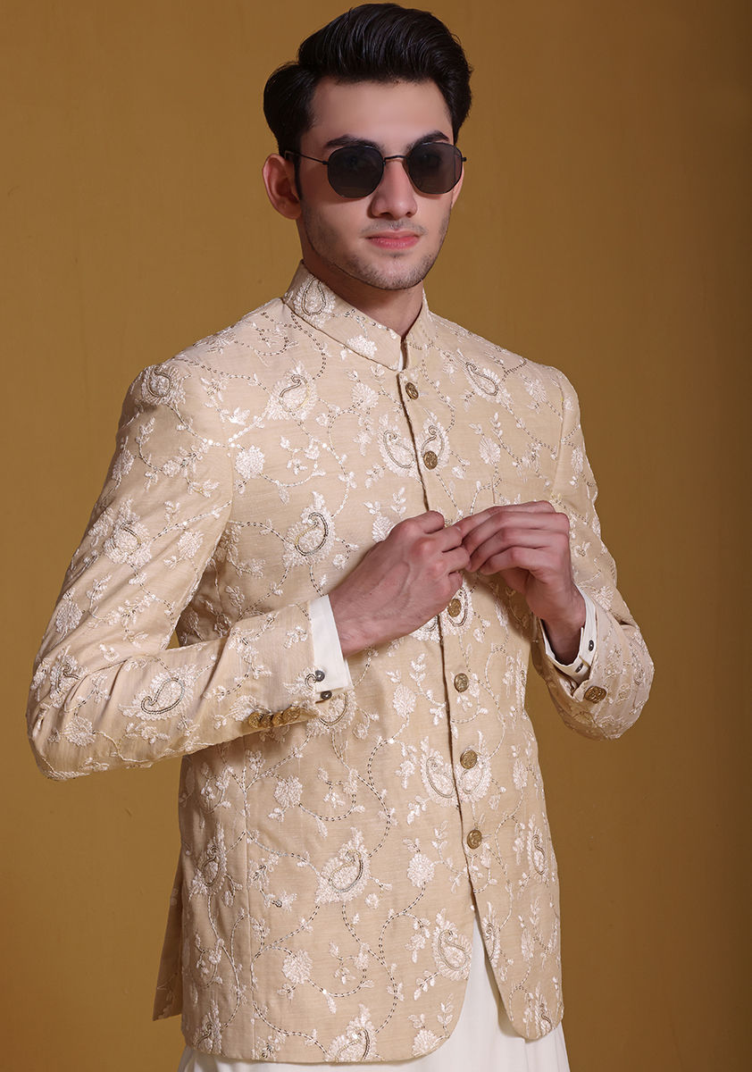 Premium Cotton Net Cream Jacket