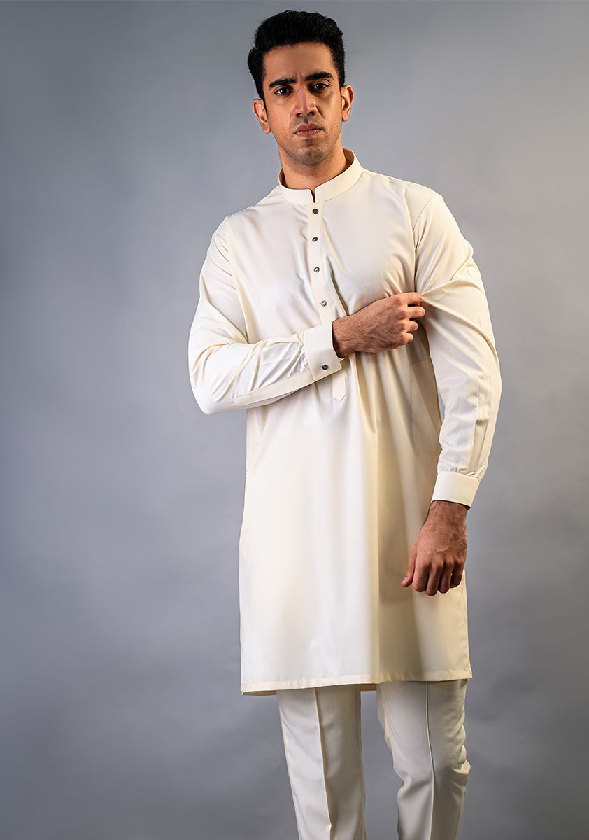PV Vanilla Ice Slim Fit Plain Kurta Pajama