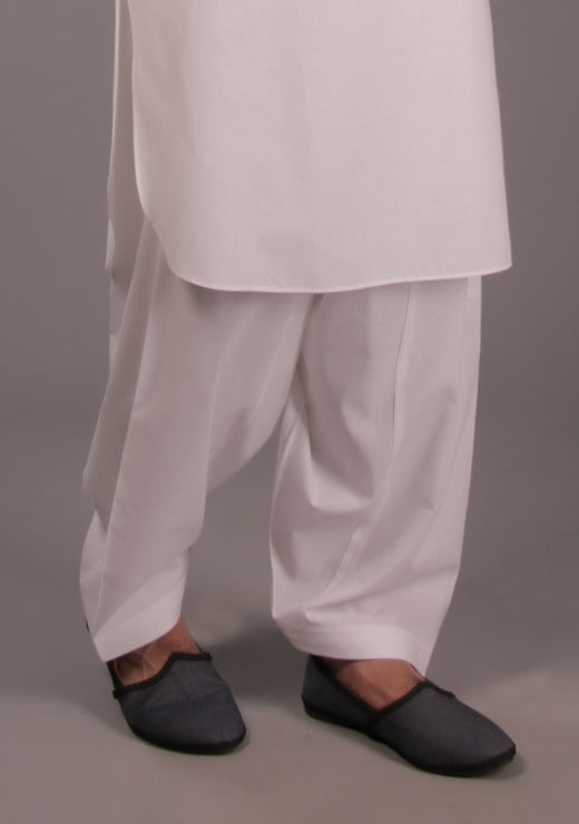 Cotton Silk White Classic Shalwar