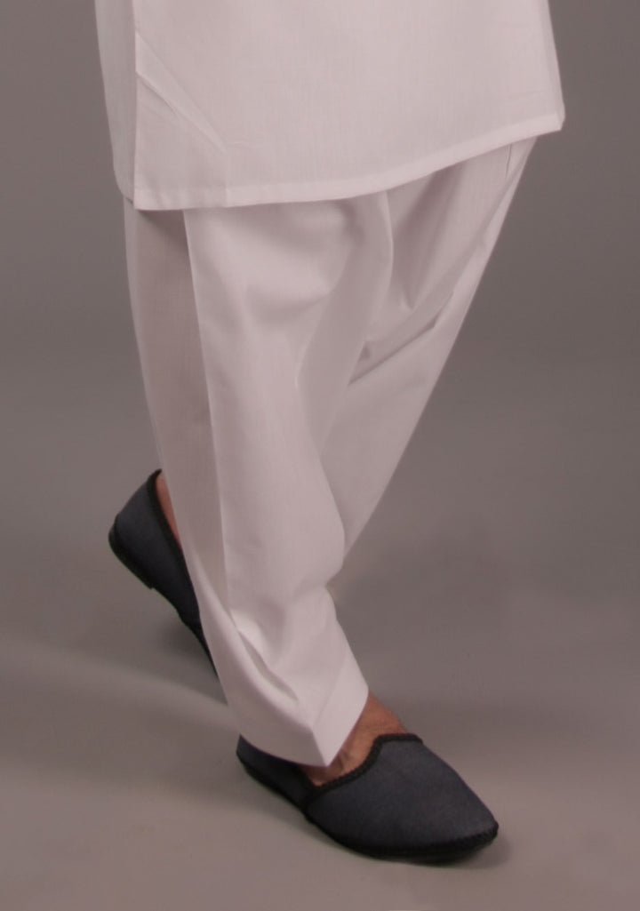 Cotton Silk White Classic Shalwar