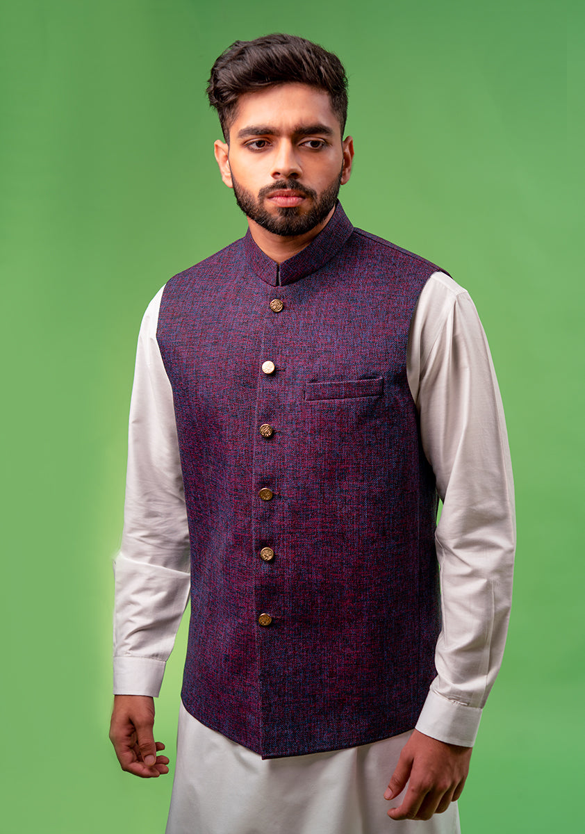 Classic Jute Black Bcord Traditional Waistcoat Amir Adnan